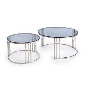 MERCURY set of 2 benches, frame - silver, glass - smoked (1p=1pc)