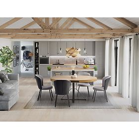 MERCY extendable table, top - golden oak, legs - black (2p=1pc)