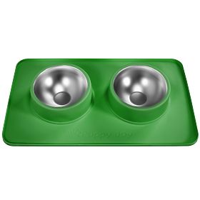 Metal Bowls for Dogs or Cats with Non-Slip Mat Green PJ-087