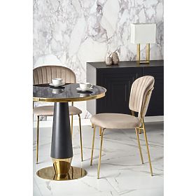 MOLINA Round Table, Black Marble / Black / Gold (2p=1pc)