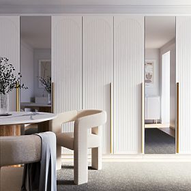 Neroli Wardrobe Door, 45.6 cm, Arched Grooves, White, Right