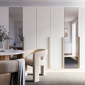 Neroli Wardrobe Door, 45.6 cm, Arched Grooves, White, Right