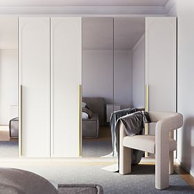 Neroli Wardrobe Door, 45.6 cm, Arched Panel, White, Right