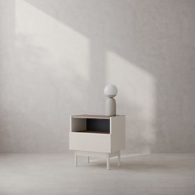 Nightstand with Drawer Berula, Cashmere, Walnut Villa