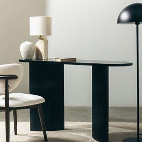 Pauline Desk/Console 140 cm, Black, Slats