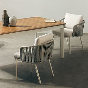 Porticato Garden Chair with Rope Weave, Light Beige