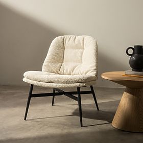 Ravena Beige Relaxation Chair, Boucle/Black Legs