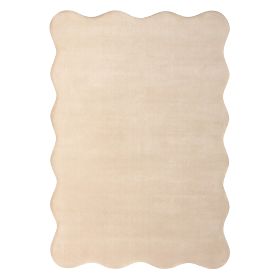 Rectangular Sable Rug, Wavy, Wool, Beige, Rug Size: 120x180