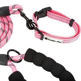 Reflective Dog Leash and Collar PJ-036 Pink, PuppyJoy