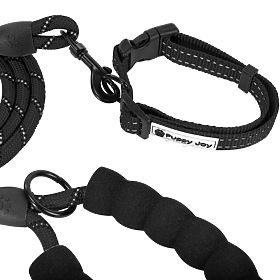 Reflective Dog Leash and Collar PJ-091 Black, PuppyJoy