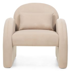 Relaxation Chair Rainbow Light Beige, Velvet, Rounded