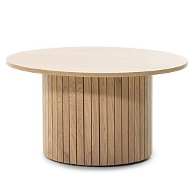 Remigio Coffee Table 80 cm, Round with Slats, Oak