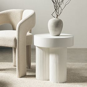 Salerno Coffee Table 45 cm, Round, White, with Grooving