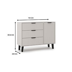 Scandi 1D3S SLIM Chest of Drawers in Cashmere Beige