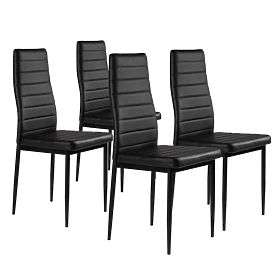 Set of 4 Eco-Leather Chairs with High Backrest - Black