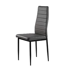 Set of 4 Eco-Leather Chairs with High Backrest - Grey