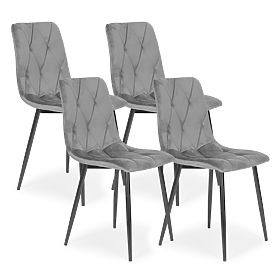 Set of 4 Upholstered Velvet Chairs for Dining and Living Room - Grey, MODERNHOME