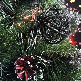 SET OF CHRISTMAS BALLS BLACK 6PCS KL-21X25, Tutumi