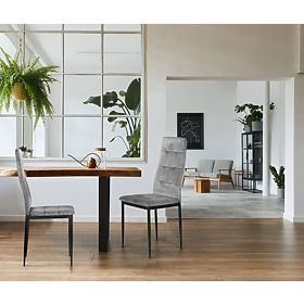 Set of Velvet Chairs for Dining and Living Room 4pcs Grey