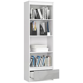 SHELF R 60 cm CLP 1 DRAWER 4 SHELVES WHITE / METALLIC GLOSS