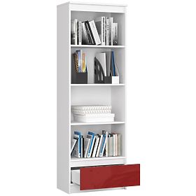 SHELF R 60 cm CLP 1 DRAWER 4 SHELVES WHITE / RED GLOSS