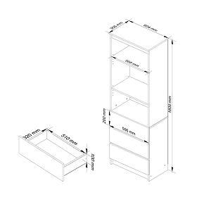 SHELF R60 3DR 2S CLP PK WHITE / GRAY