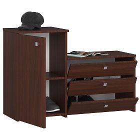 Shoe Cabinet S16 with Dresser 3 Flip Doors - Wenge