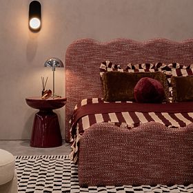 Side Table Logan 40 cm, Burgundy/Cherry, Glossy