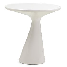 Side Table with Glass Top Muun 45 cm, Gray-Beige, Glossy, Rounded Shapes