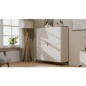 Sideboard CORDOBA 4D Cashmere Beige Castello Oak Cabinet 4 Doors 8 Shelves Living Room