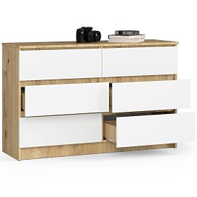 SIDEBOARD K120 6 DRAWERS CLP OAK ARTISAN / WHITE