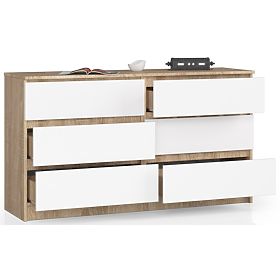SIDEBOARD K140 6 DRAWERS CLP OAK SONOMA / WHITE