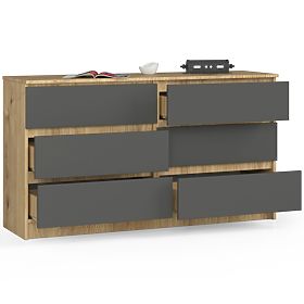 SIDEBOARD K140 6DR CLP OAK ARTISAN / GRAY
