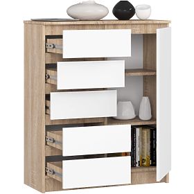 SIDEBOARD K80 1D 5DR OAK SONOMA / WHITE