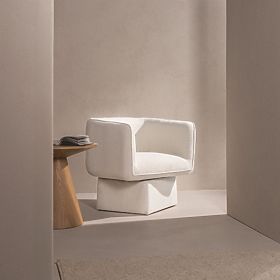 Swivel Chair One White, Boucle