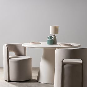 Swivel Chair Raval Beige, Velvet, Rounded