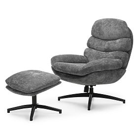 Swivel Chair with Footrest Prima Gray