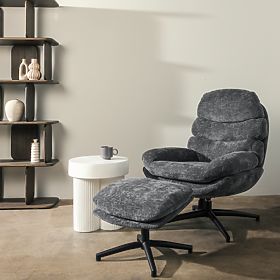 Swivel Chair with Footrest Prima Gray