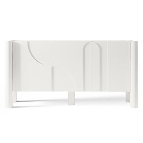 Three-Door Sideboard Lunaria with Carved Front, White