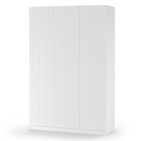 Three-Door Wardrobe Neroli, Arched Grooves, White