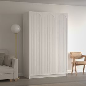 Three-Door Wardrobe Neroli, Arched Grooves, White