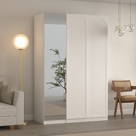Three-Door Wardrobe Neroli, Mirror/Arch Panel, White