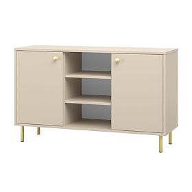 Two-Door Sideboard Venus, Cashmere, Gold Metal Legs