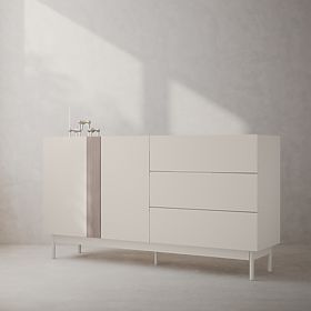 Two-Door Sideboard with Drawers Berula, Cashmere, Walnut Villa