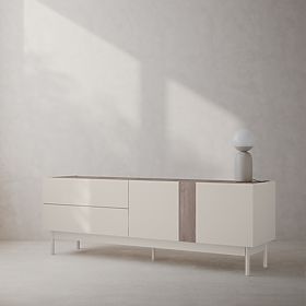 Two-Door TV Cabinet with Drawers Berula, Cashmere, Walnut Villa