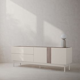 Two-Door TV Cabinet with Drawers Berula, Cashmere, Walnut Villa