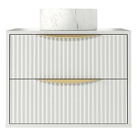 Under-sink Cabinet Avila 2.0, 60 cm, Grooved, Gold Handles, White