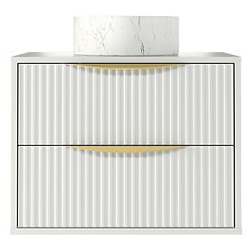 Under-sink Cabinet Avila 2.0, 60 cm, Grooved, Gold Handles, White