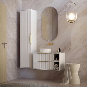 Under-sink Cabinet Avila 2.0, 60 cm, Grooved, Gold Handles, White