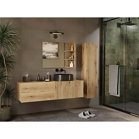 UNDER-SINK CABINET TIGO 1D2S OAK EVOKE 140 CM 2 DRAWERS GROOVED FRONT PANEL WALL-MOUNTED
